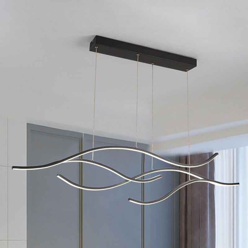 Linea ondata in stile nordico Led Light Minimalismo Metal Long Strip Apparecchiatura per sala da pranzo