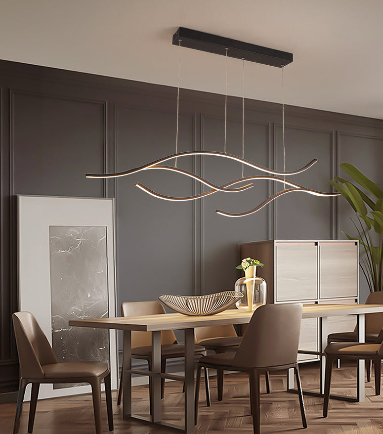 Linea ondata in stile nordico Led Light Minimalismo Metal Long Strip Apparecchiatura per sala da pranzo