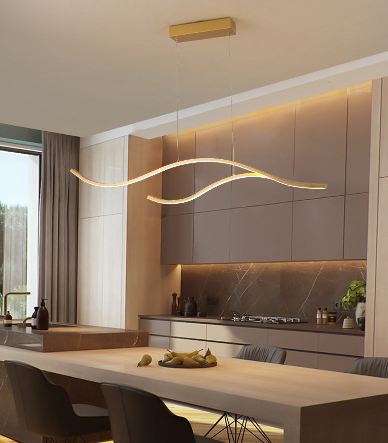 Linea ondata in stile nordico Led Light Minimalismo Metal Long Strip Apparecchiatura per sala da pranzo