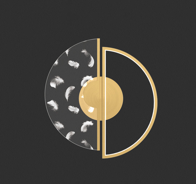 Circular Acrylic LED Ceiling Light in Modern Unique Style Feather Indoor Ceiling Fixture in Gold