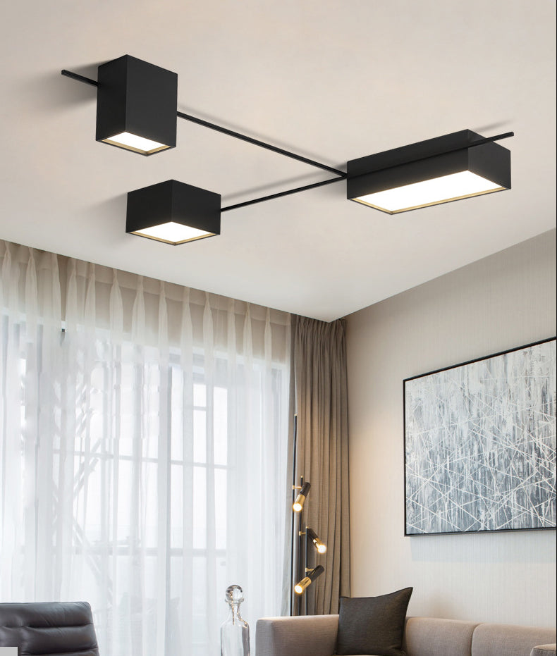 Squared Flush Mount Ceiling Lighting Fixture Modern Acrylic Flushmount