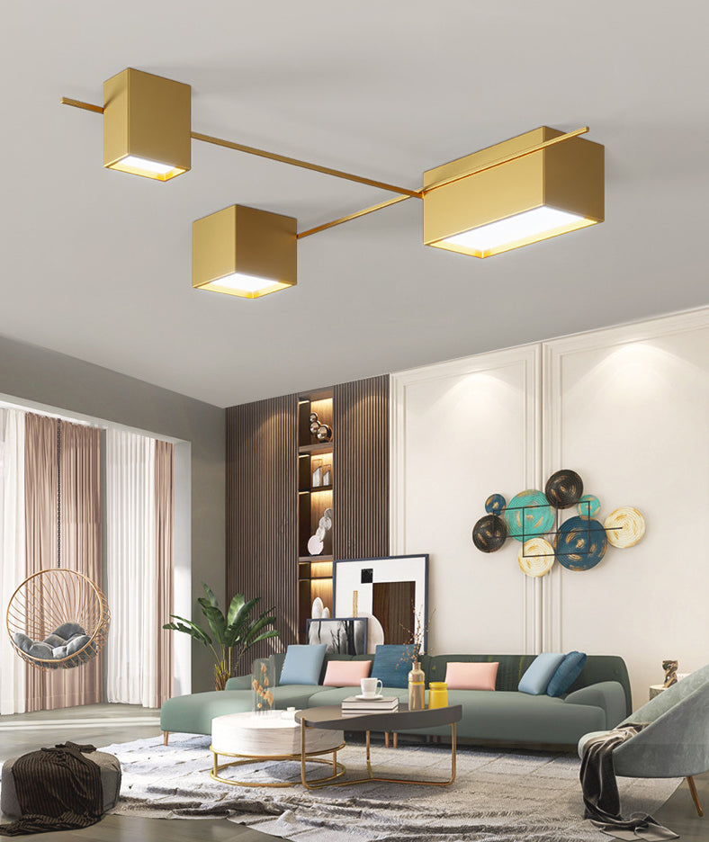 Squared Flush Mount Ceiling Lighting Fixture Modern Acrylic Flushmount