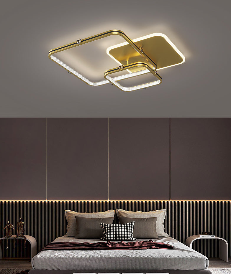 Squared Ceiling Light Fixture Modern Style Acrylic LED Bedroom Ceiling Flush Mount in Black