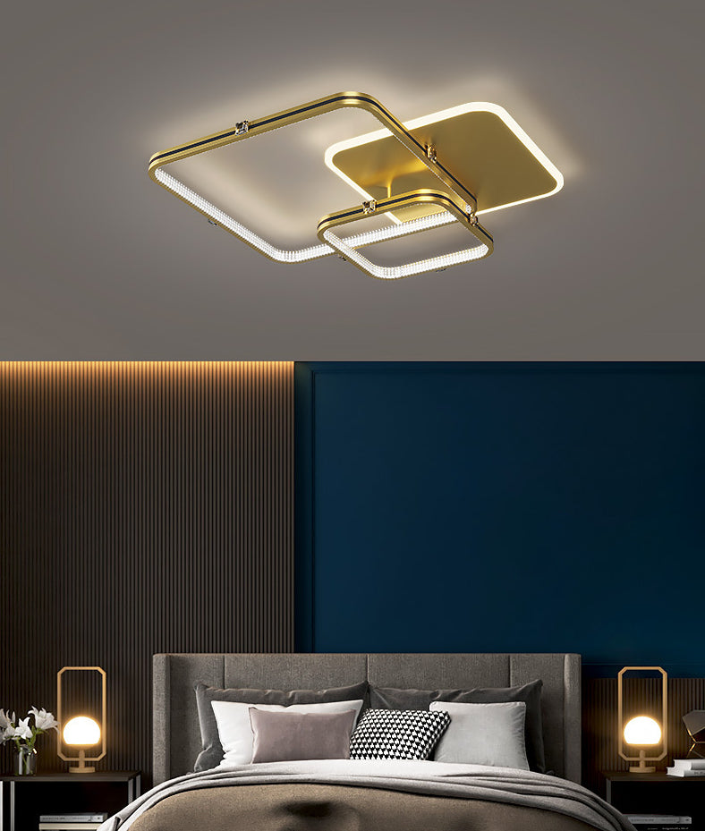 Quadrierte Deckenleuchte Moderne Stil Acryl LED-Schlafzimmer Deckenbündige Halterung in Schwarz