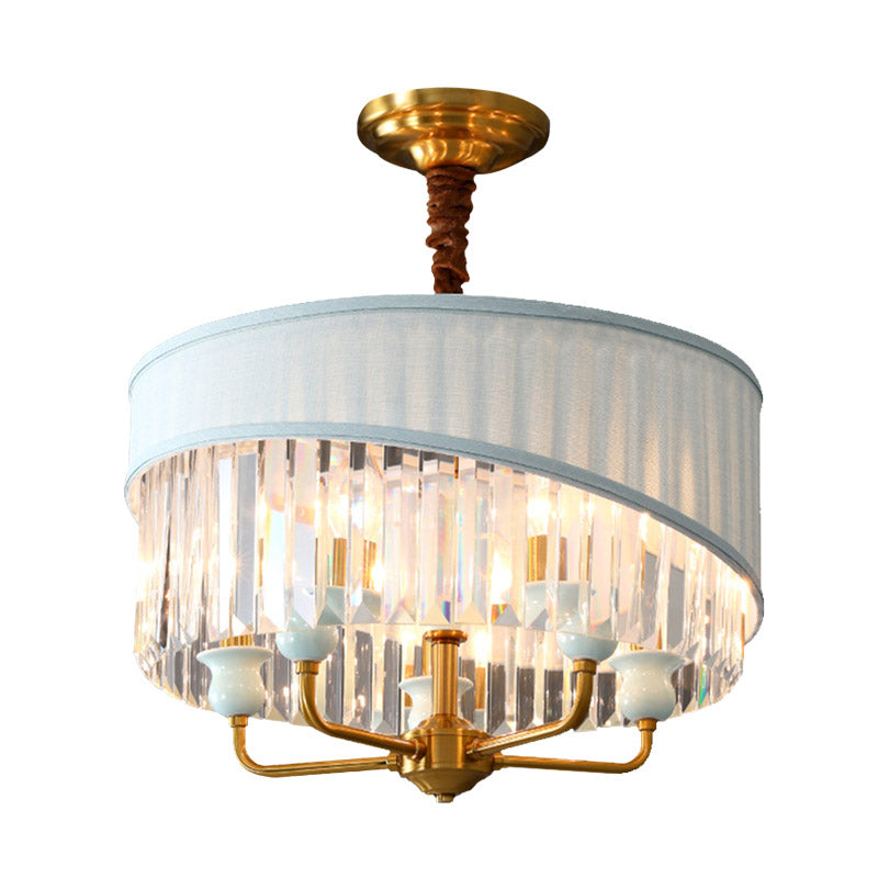 Luz de techo de cilindro de lámpara de 5 bombillas tradicional con sombra de cristal transparente