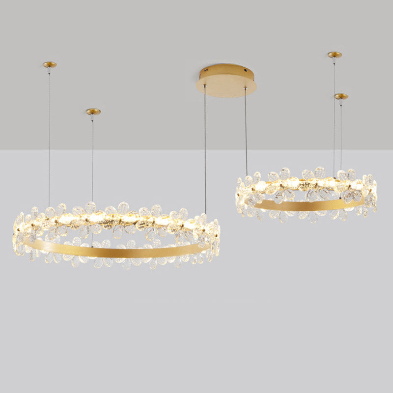 Cercle Chandelier Lighting Moderniste Crystal LED Plafond Pendant Light en or pour le salon