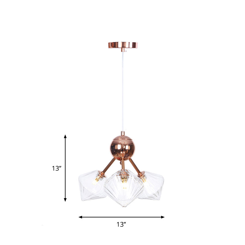Diamond Living Room Chandelier Lampe Ambre / Verre transparent 3/9/12 LUMIÈRES STYLE DE FARME ALLUMAGE, 13 "/27,5" / 34 "de large