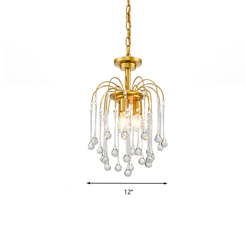 Clear/Deep Tan Crystal Sputnik Colgante Candelier Tradiciony 3/5/6 Bulbos Techo colgante en oro