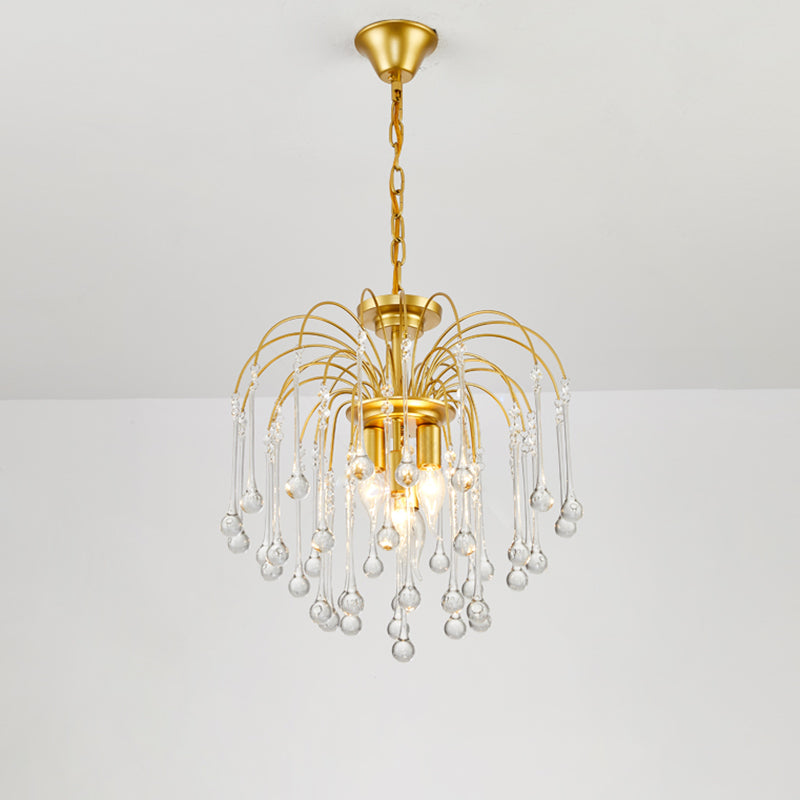 Clear/Deep Tan Crystal Sputnik Colgante Candelier Tradiciony 3/5/6 Bulbos Techo colgante en oro