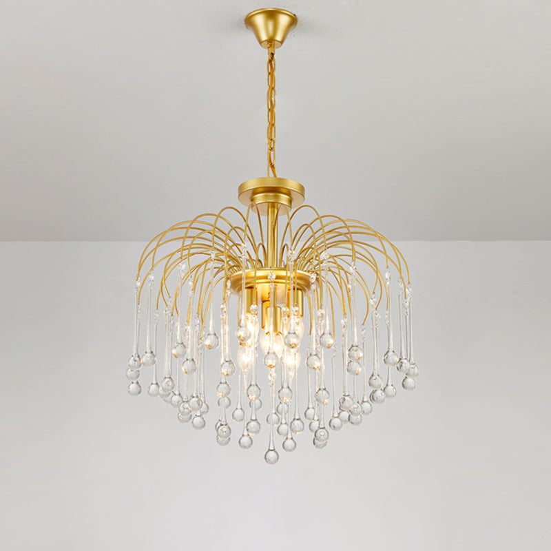 Clear/Deep Tan Crystal Sputnik Colgante Candelier Tradiciony 3/5/6 Bulbos Techo colgante en oro