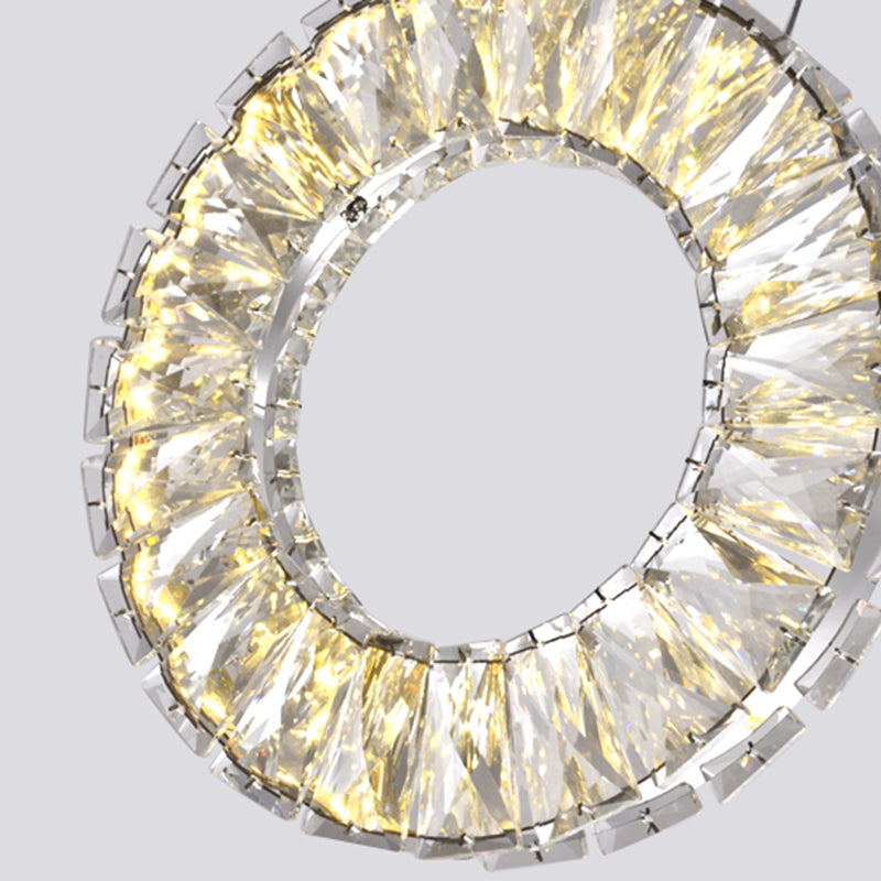 Contemporáneo Round Cluster Pendse Light Crystal 3 Bulbos de iluminación suspendida en níquel