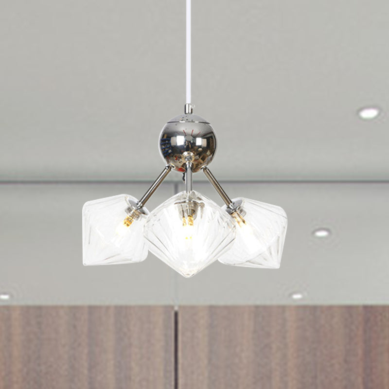 Amber / Glass Diamond Pendant Light INDUSTRIAL ÉLECTRAIRE 3/9/12 Bulbes luminaire lustre, 13 "/27,5" / 34 "Largeur