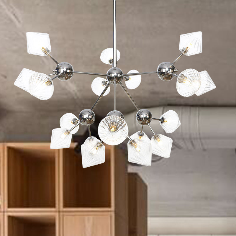 Amber / Glass Diamond Pendant Light INDUSTRIAL ÉLECTRAIRE 3/9/12 Bulbes luminaire lustre, 13 "/27,5" / 34 "Largeur