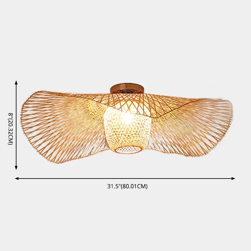 Luminaire de montage au plafond en rotin plafond asiatique affleurant