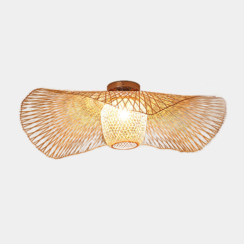 Luminaire de montage au plafond en rotin plafond asiatique affleurant