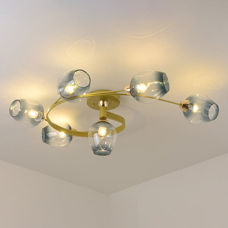 Industrial Dome Shade Unique Flush Mount Ceiling Lights Metal Semi-Flush Mount for Bedroom