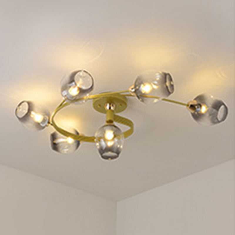 Industrial Dome Shade Unique Flush Mount Ceiling Lights Metal Semi-Flush Mount for Bedroom