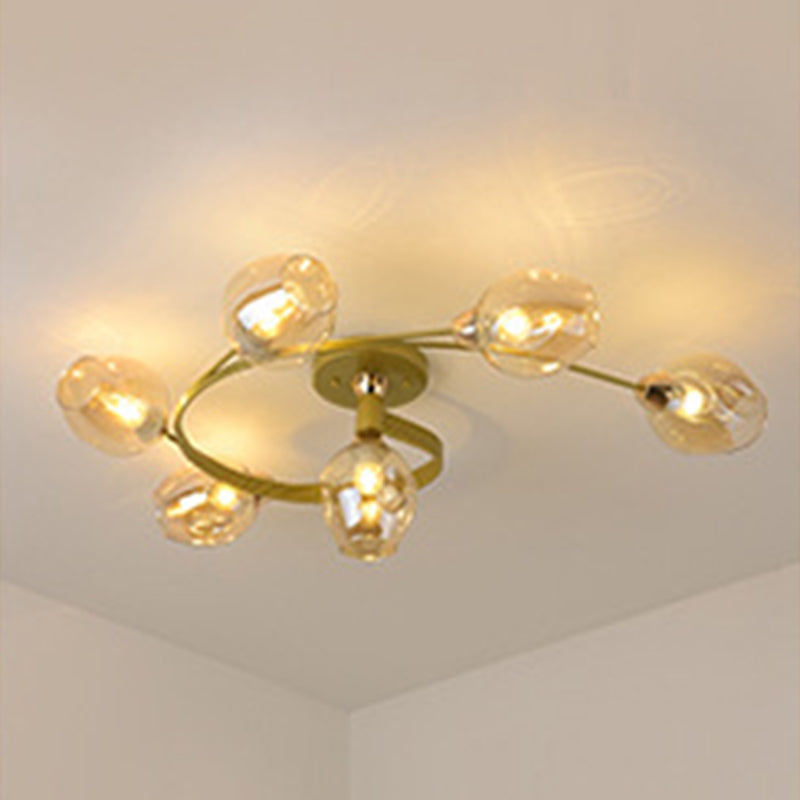 Industrial Dome Shade Unique Flush Mount Ceiling Lights Metal Semi-Flush Mount for Bedroom