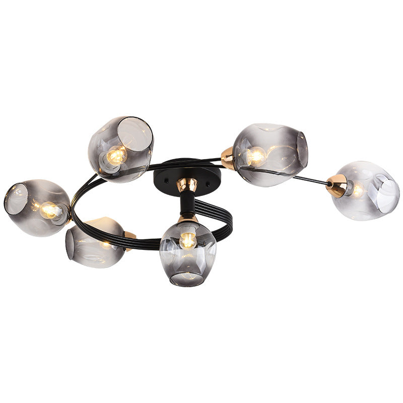 Industrial Dome Shade Unique Flush Mount Ceiling Lights Metal Semi-Flush Mount for Bedroom