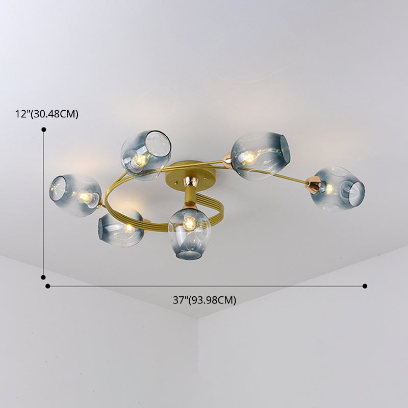 Industrial Dome Shade Unique Flush Mount Ceiling Lights Metal Semi-Flush Mount for Bedroom