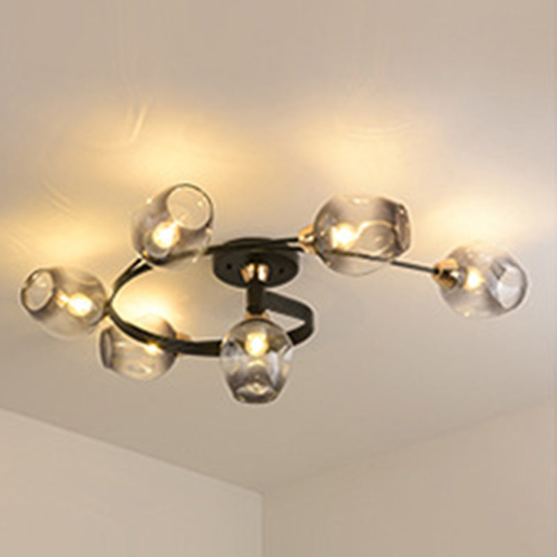 Industrial Dome Shade Unique Flush Mount Ceiling Lights Metal Semi-Flush Mount for Bedroom
