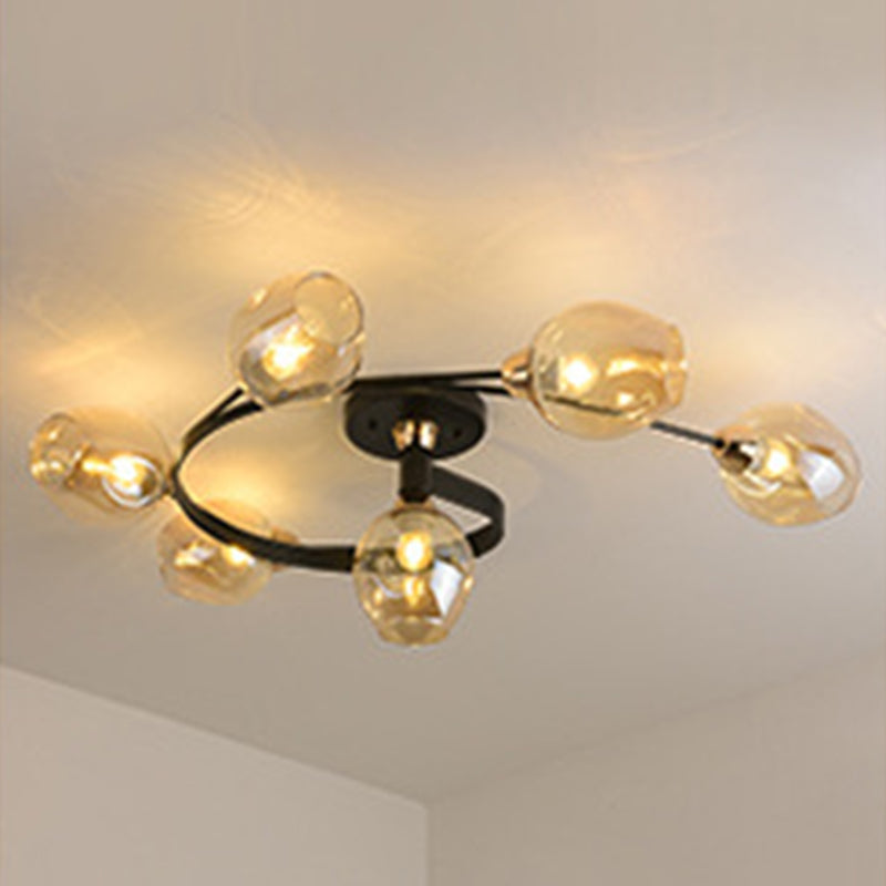 Industrial Dome Shade Unique Flush Mount Ceiling Lights Metal Semi-Flush Mount for Bedroom