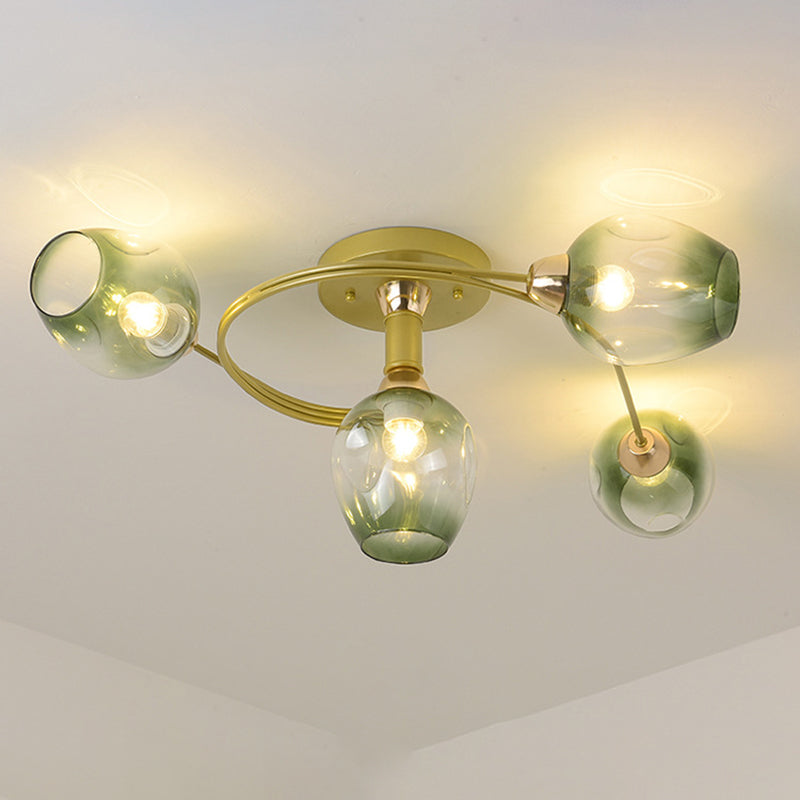 Industrial Dome Shade Unique Flush Mount Ceiling Lights Metal Semi-Flush Mount for Bedroom