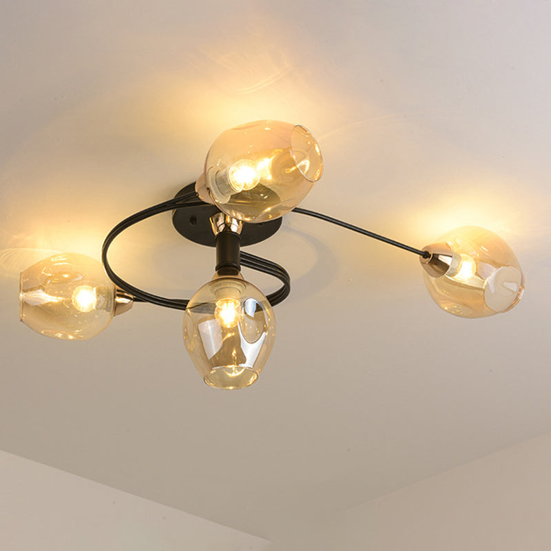 Industrial Dome Shade Unique Flush Mount Ceiling Lights Metal Semi-Flush Mount for Bedroom