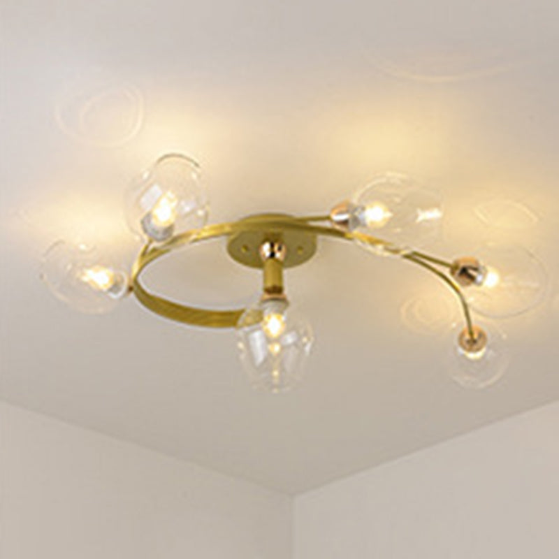 Industrial Dome Shade Unique Flush Mount Ceiling Lights Metal Semi-Flush Mount for Bedroom