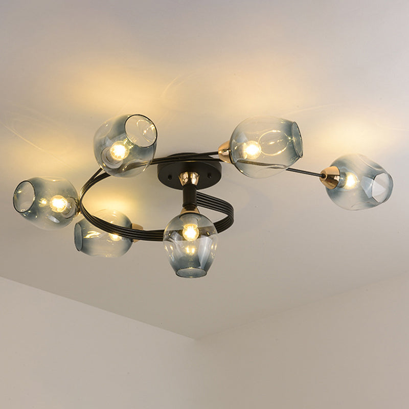Industrial Dome Shade Unique Flush Mount Ceiling Lights Metal Semi-Flush Mount for Bedroom