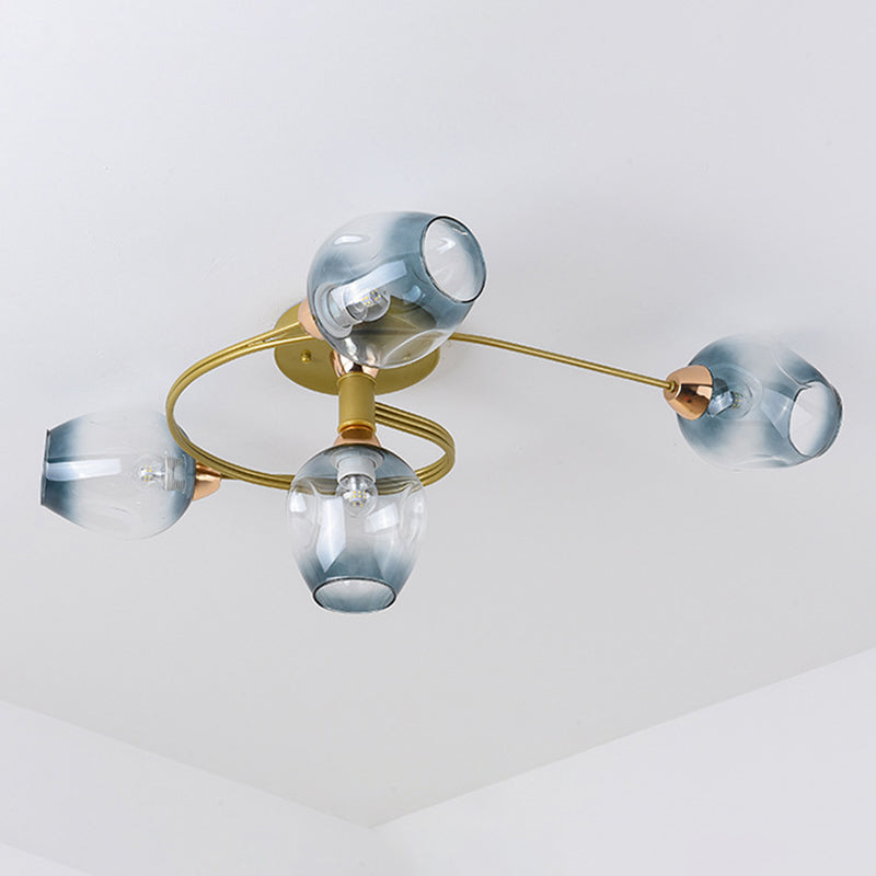 Industrial Dome Shade Unique Flush Mount Ceiling Lights Metal Semi-Flush Mount for Bedroom