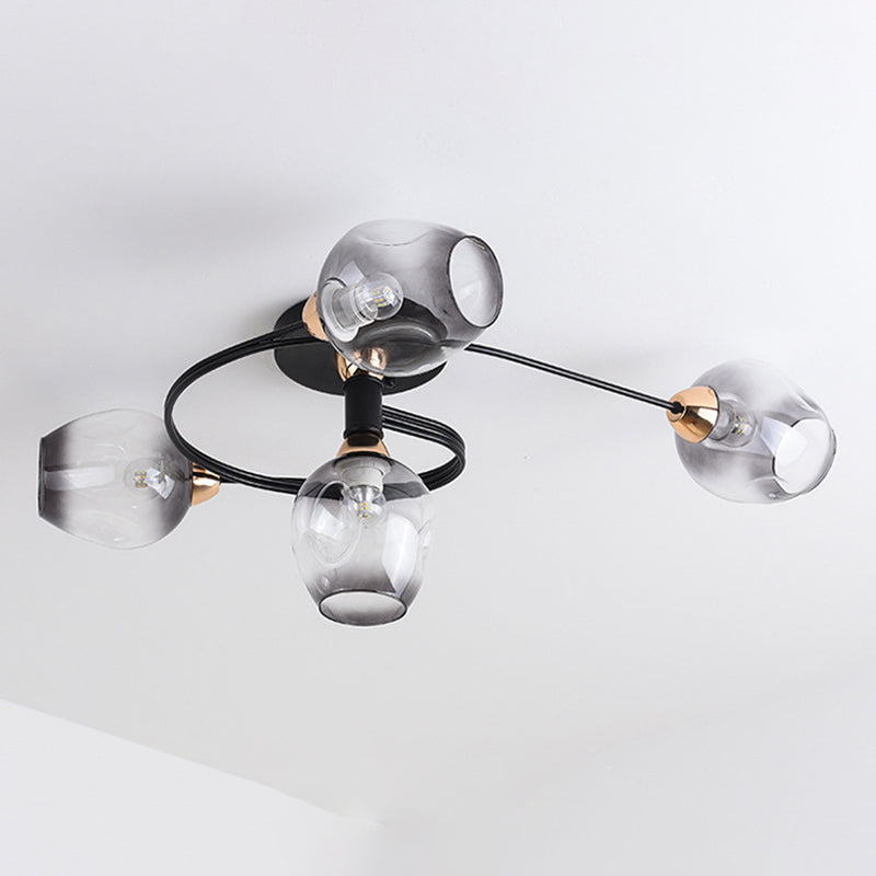 Industrial Dome Shade Unique Flush Mount Ceiling Lights Metal Semi-Flush Mount for Bedroom