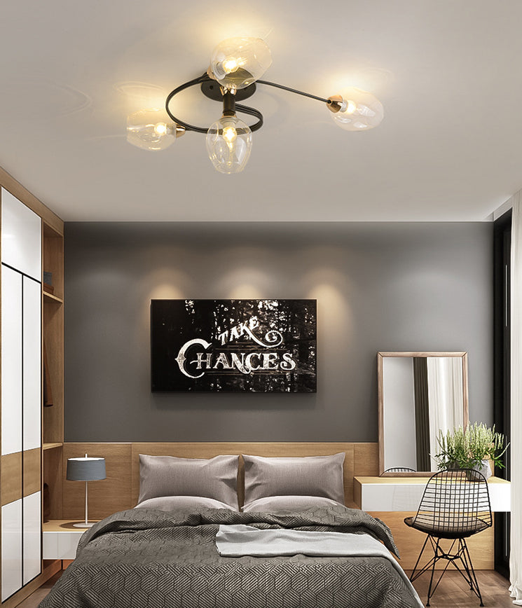 Industrial Dome Shade Unique Flush Mount Ceiling Lights Metal Semi-Flush Mount for Bedroom