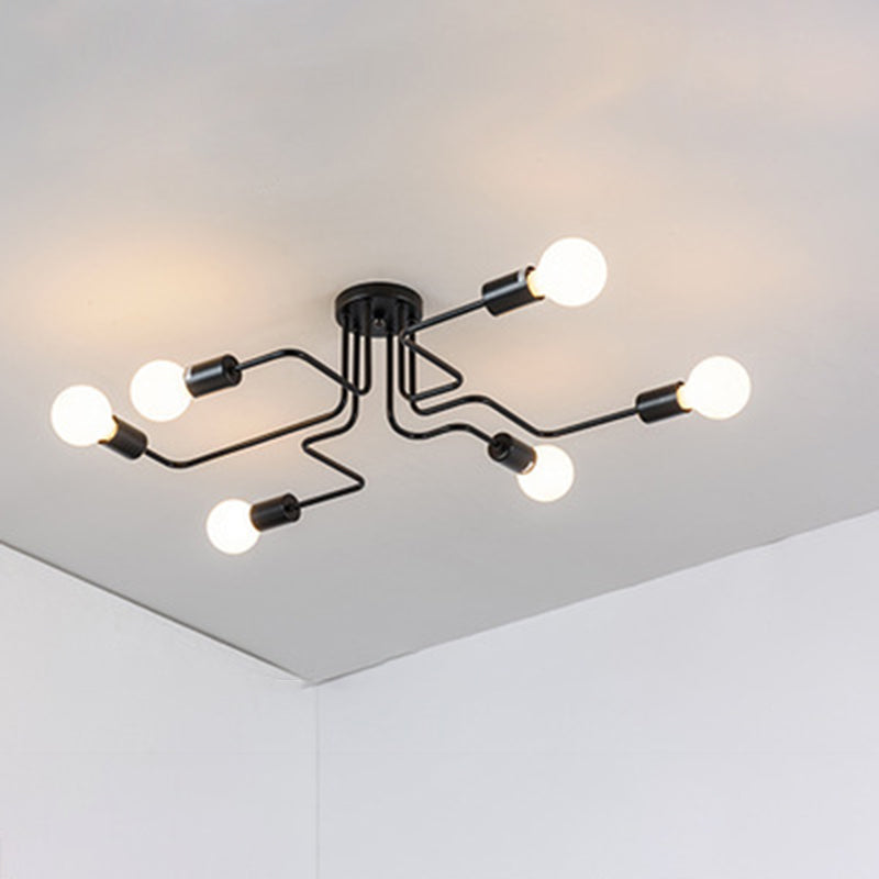 Blootgestelde lamp, plafondmontage, kroonluchter, industriële metalen verlichtingsarmatuur