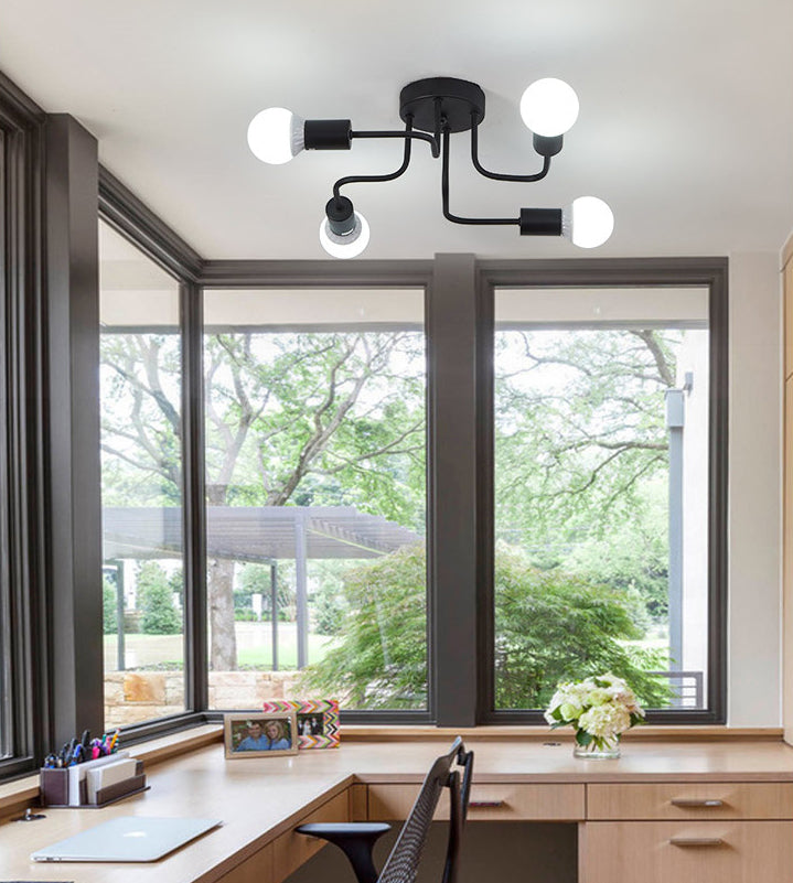 Blootgestelde lamp, plafondmontage, kroonluchter, industriële metalen verlichtingsarmatuur