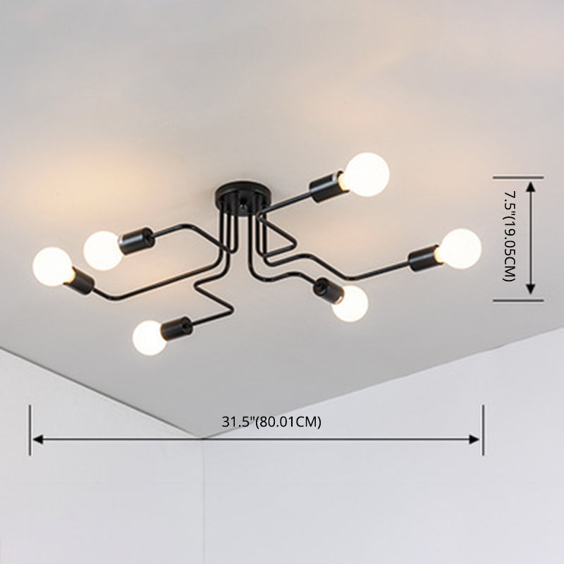 Blootgestelde lamp, plafondmontage, kroonluchter, industriële metalen verlichtingsarmatuur
