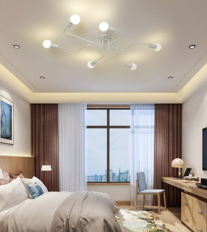 Blootgestelde lamp, plafondmontage, kroonluchter, industriële metalen verlichtingsarmatuur