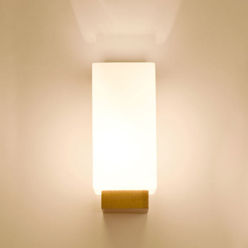 Japanese Style Wooden Bedside Wall Lamp 1 Head Glass lampshade Hotel Aisle Lamp