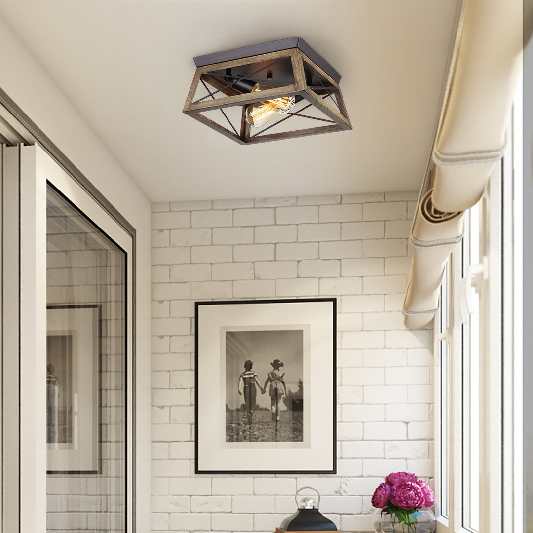 Luminaires encastrés carrés, lustre métallique industriel à montage au plafond pour couloir