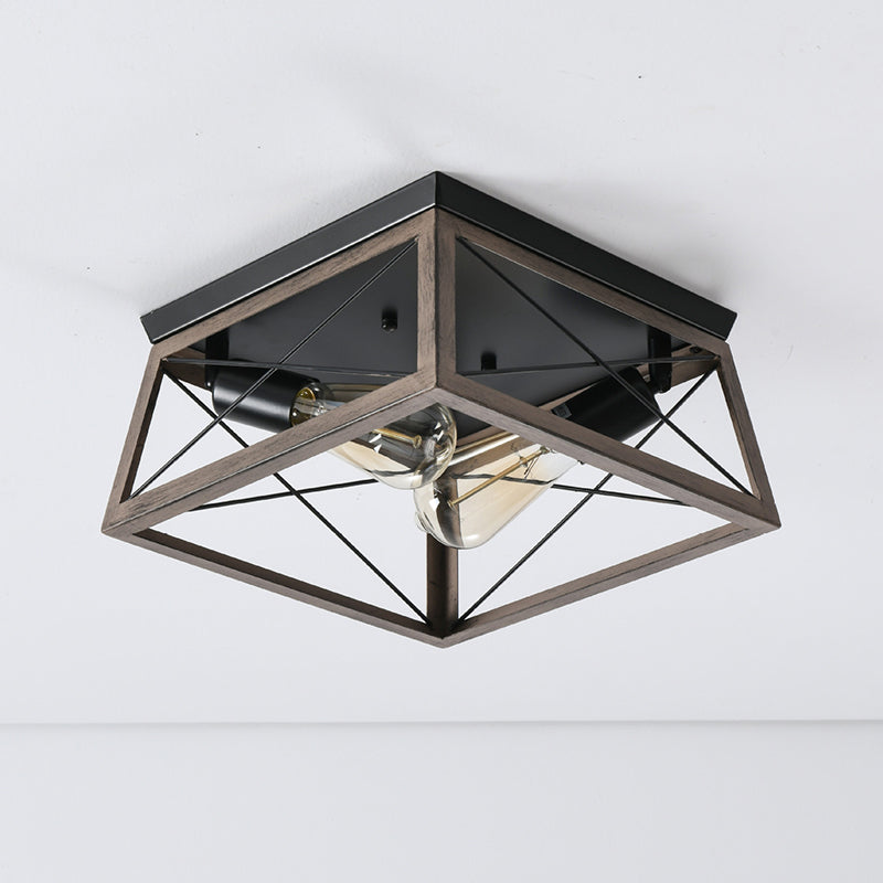 Luminaires encastrés carrés, lustre métallique industriel à montage au plafond pour couloir