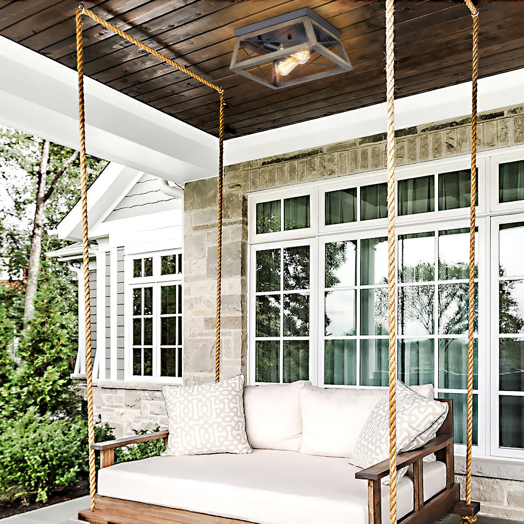 Luminaires encastrés carrés, lustre métallique industriel à montage au plafond pour couloir