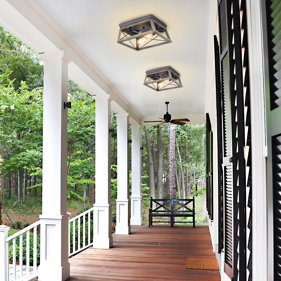 Luminaires encastrés carrés, lustre métallique industriel à montage au plafond pour couloir