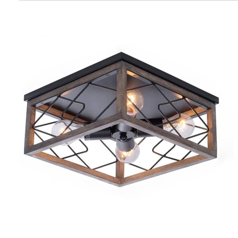 Luminaires encastrés carrés, lustre métallique industriel à montage au plafond pour couloir