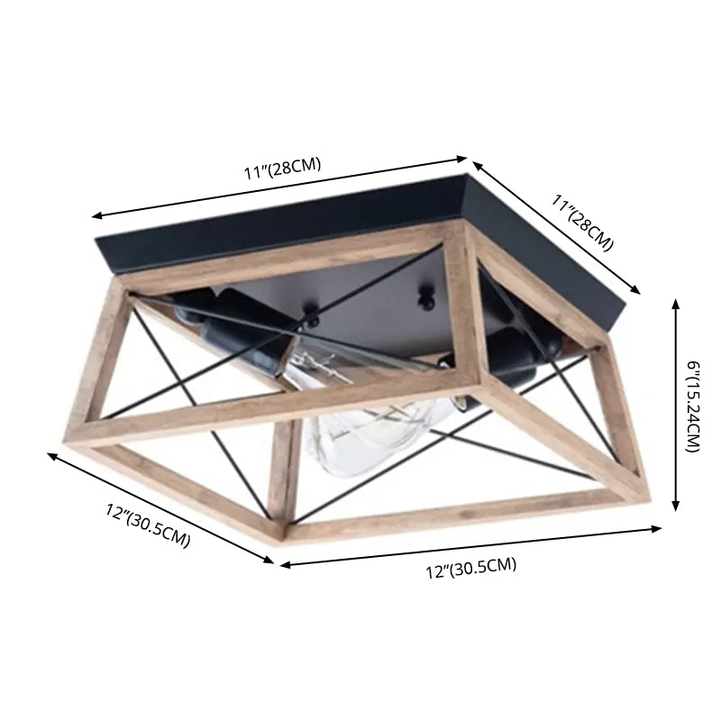 Luminaires encastrés carrés, lustre métallique industriel à montage au plafond pour couloir