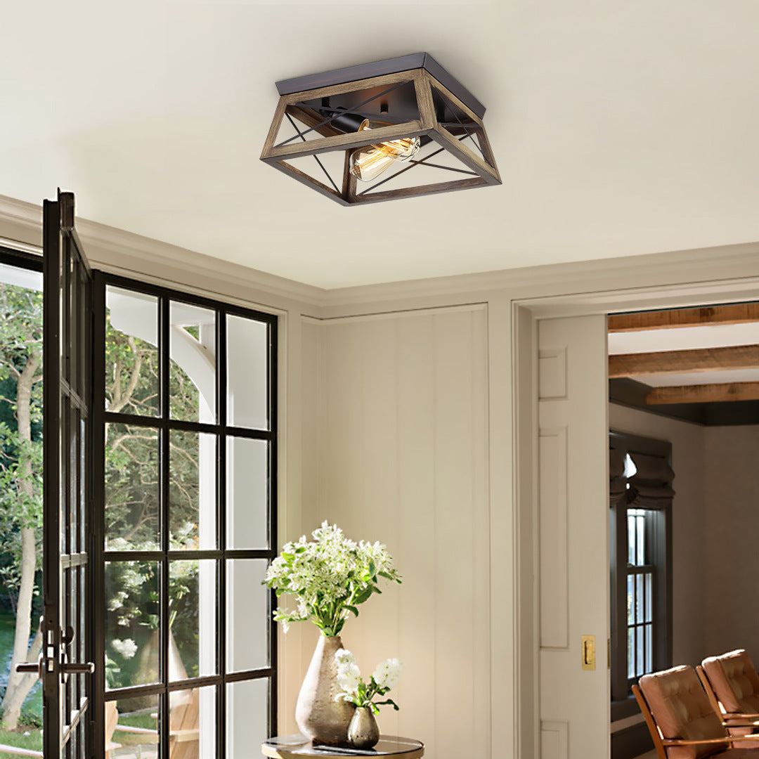 Luminaires encastrés carrés, lustre métallique industriel à montage au plafond pour couloir