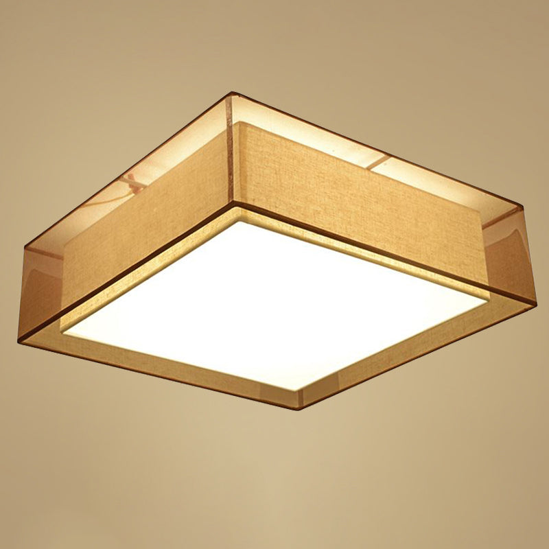 Coffee Shaded Flush Mount Ceiling Fixture Traditional Fabric Bedroom Close to Ceiling Lamp