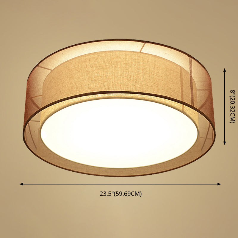 Lámpara de techo de montaje empotrado con sombra de café, dormitorio tradicional de tela cerca de la lámpara de techo