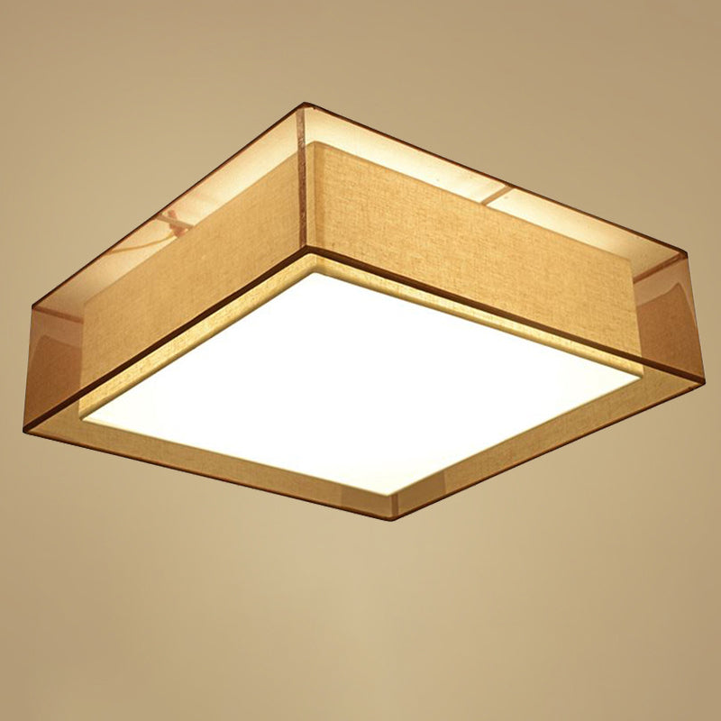 Coffee Shaded Flush Mount Ceiling Fixture Traditional Fabric Bedroom Close to Ceiling Lamp
