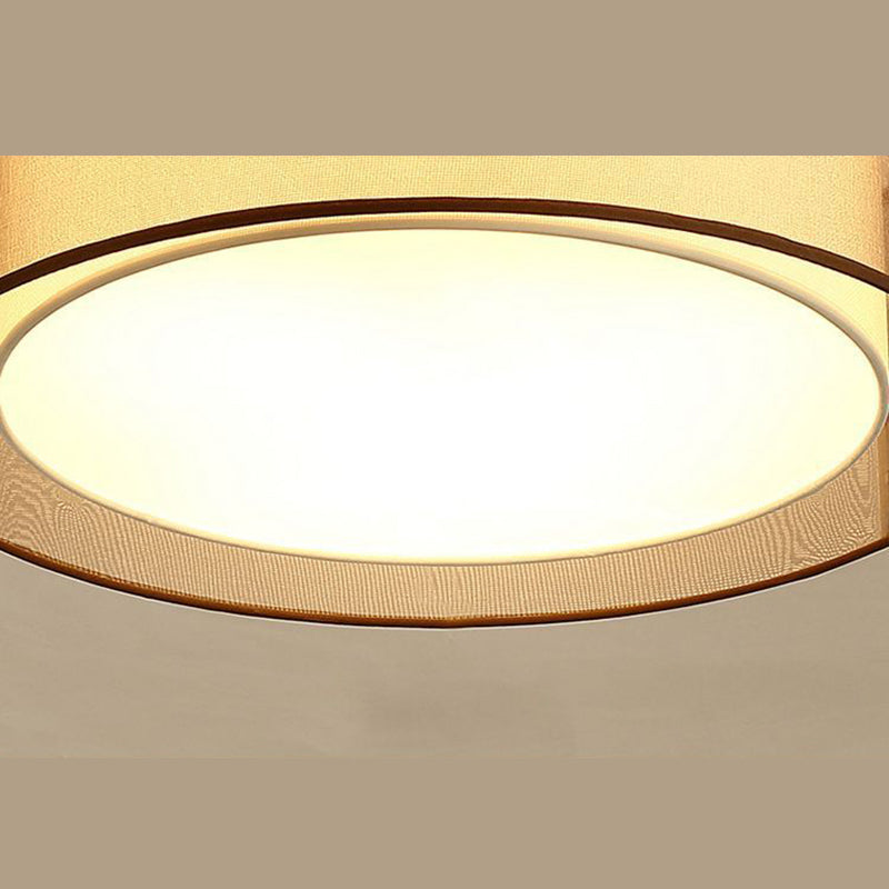 Coffee Shaded Flush Mount Ceiling Fixture Traditional Fabric Bedroom Close to Ceiling Lamp