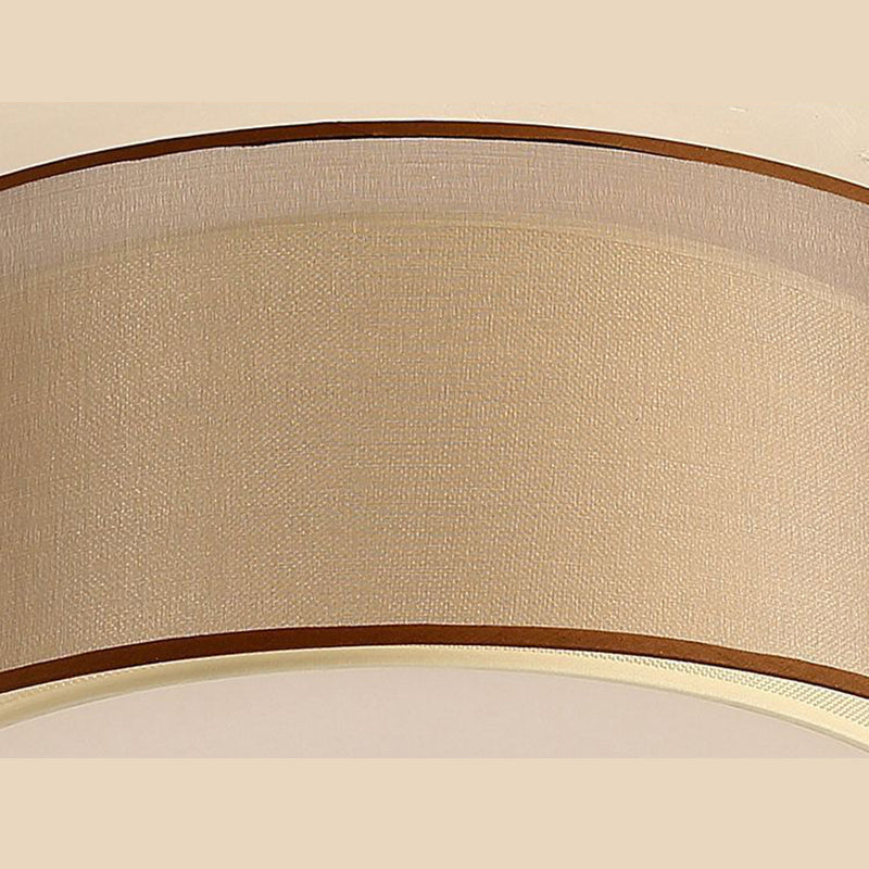 Coffee Shaded Flush Mount Ceiling Fixture Traditional Fabric Bedroom Close to Ceiling Lamp
